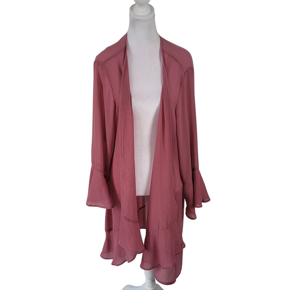 Torrid Size 2 Chiffon Tulip Sleeve Kimono Mesa Rosa Pink Open Front‎
